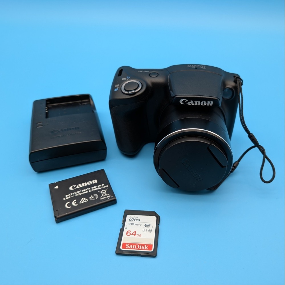 Canon Powershot SX400 IS 16.0 MP 30X Optical Zoom Camera + 64GB Sandisk